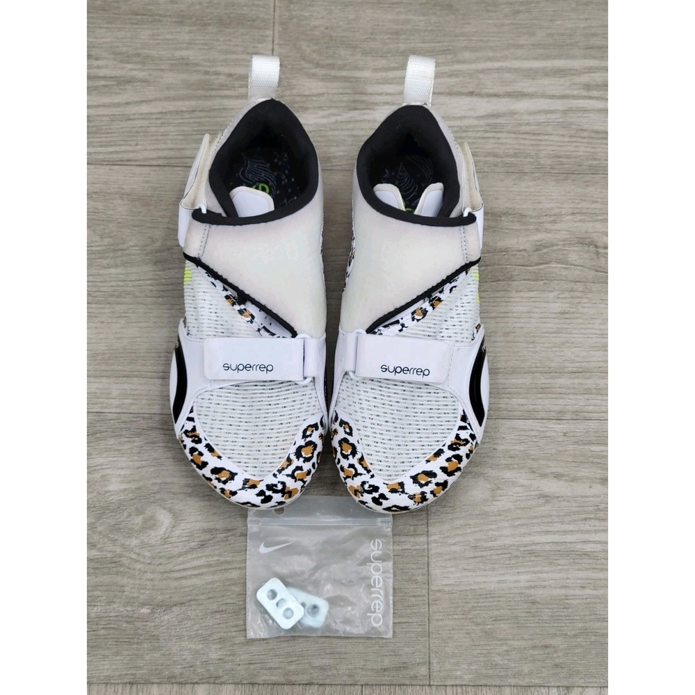 Nike SuperRep Cycle Shoes Women's 5.5 White Volt Green Leopard Cycling CJ0775-17